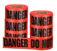 Treela Lot de 6 rouleaux de ruban adhésif de 7,6 cm x 3000 m, ruban d'avertissement de sécurité, ne pas entrer dans la scène du crime, sans croisement, pour la construction, les zones de danger (rouge