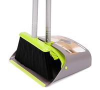 TreeLen Balai et Pelle à Poussière avec Long Manche pour Bureau et Maison, Utilisation Verticale pour Le Nettoyage, Vert/Gris