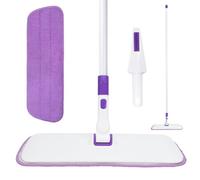 TreeLen Balai Serpillère Microfibre avec Manche Fixe en Acier Inoxydable 150 cm, Balai Plat Professionnel pour Nettoyage Sec et Humide, 1 Tampons Lavables, Idéal pour Parquet et Carrelage - Blanc