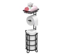 TreeLen Toilet Paper Holder Stand Tissue Paper Roll Dispenser with Shelf for Bathroom Storage Holds Reserve Mega Rolls-Matte Black, C-Chrom