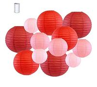 Treer 12pcs Lanternes de Papier Colorées, Décorations Chinoises en Papier Suspendu pour Lanternes à Boule Lampes (Rouge)