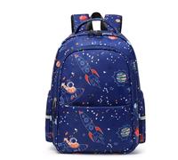 Treer 17L Sac a Dos Enfant, 3D Univers Cartable Fille Primaire, Cartable Garcon Primaire, Cartable Stitch en Nylon Imperméable Cartable pour 1-9e Année (Fusée Bleue 3,40x32x13cm)