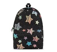 Treer 19L Sac a Dos Enfant, Impression 3D Cartable Fille Primaire, Cartable Garcon Primaire, Cartable Stitch en Nylon Imperméable Cartable pour 3-14 Ans (Étoile Noire,37x30x17cm)