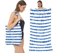 Treer 2 en 1 Serviette de Plage Sac, Fouta et Sac de Plage Convertible en Un, Drap de Plage Microfibre Séchage Rapide Pliable pour Vacances, Piscine, Voyage (Tie-Dye,80x160cm)