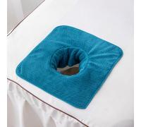 Treer 2 Pièces Drap pour Table de Massage, Serviette de Bain, Serviette de Massage avec Cavité Faciale pour SPA, Salon de Coiffure, Soin de Peau, Lavable (Bleu 02,35x35cm)