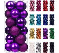 Treer 24 pcs Boules de Noel 6cm Mixtes de Boules en Plastique, Décoration Sapin de Noël, Créer Une Ambiance de Noël, Les Ornements Festifs, Réutilisables (6cm,Violet)