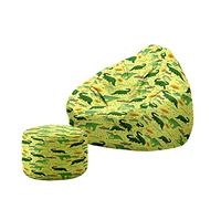 Treer 3D Housse de Sac de Haricots Poufs de Salon Intérieur et Extérieur (sans Remplissage) Housses de Repose-Pieds Pouf Classique pour Salon, Balcon, Jardin (Motif B-2,100x120+20x30cm)