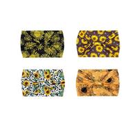 Treer 4 Pièces Bandeau Cheveux Femme, Doux Boho Bandeaux Mode pour Femmes Large, Headband Cheveux Élastique, Imprimé Tournesol Hair Bandeau Yoga Sport Course Headband (Tournesol 5,24x15cm)
