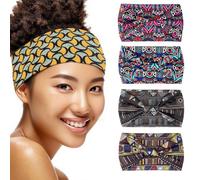 Treer 4 Pièces Bandeau Cheveux Femme Large, Élastique Bandeau Cheveux Femme Maquillage Headband Sport Chic Doux Antidérapant pour Yoga Fitness Exercice Course (Style 2,24x15cm)