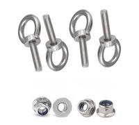 Treer 4-Sets M6 Boulon à oeil avec écrous de blocage à bride, diamètre du filetage 6mm,Vis à filetage mâle en Acier inoxydable 304 (M6 x 30 mm)