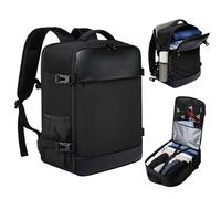 Treer 40x20x25 Cabin Bags Black Underseat Travel Backpack Ryanair Cabin Bag Carry on Water Resistant Hand Luggage for Airplanes, Multiple Pockets Comfort Rucksack for Men & Women (Style A,20L)