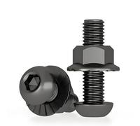 Treer 5-Set Black M10 Hex Socket Bolts with Flange Locknuts,10mm Pan head hexagon socket screws (M10 x 20)