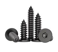Treer 50-PCS Vis autotaraudeuses à six pans creux M6 noir,vis à bois inox Φ6 mm Vis à tôle autotaraudeuses Autoperceuses Vis pour plaques de plâtres (M6 x 16,Tête ultra-plate)