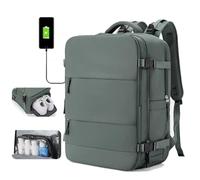 Treer Bagage Cabine 40x25x20cm pour Ryanair Wizzair, Sac à Dos Voyage Cabine Avion 20L, Bagage à Main sous Le Siège Valise, Sac Ordinateur Portable avec Port de Chargement USB (Vert)