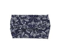 Treer Bandeau Cheveux Femme, Doux Boho Bandeaux Mode pour Femmes Large, Headband Cheveux Élastique, Style Paisley Hair Bandeau Yoga Sport Course Headband (Bleu marine 1,24x15cm)