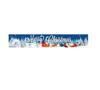 Treer Bannière Joyeux Noël Extérieur,Long Drapeau Merry Christmas Deco Porte Noel Bannière pour Fête Noël Jardin Murale Maison Studio Photo Décoration (Bleu,300x50cm)
