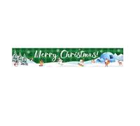 Treer Bannière Joyeux Noël Extérieur,Long Drapeau Merry Christmas Deco Porte Noel Bannière pour Fête Noël Jardin Murale Maison Studio Photo Décoration (Vert foncé,300x50cm)
