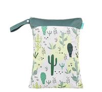 Treer Bébé Sac à Couches Boho Imprimé Arc-en-ciel Etanche Réutilisable Maman Fille Sac Cosmétique Portable Organisateur, Séparation Humide et Sèche pour Extérieur Voyage (Cactus)