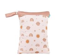 Treer Bébé Sac à Couches Boho Imprimé Arc-en-ciel Etanche Réutilisable Maman Fille Sac Cosmétique Portable Organisateur, Séparation Humide et Sèche pour Extérieur Voyage (La Planète)