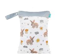 Treer Bébé Sac à Couches Boho Imprimé Arc-en-ciel Etanche Réutilisable Maman Fille Sac Cosmétique Portable Organisateur, Séparation Humide et Sèche pour Extérieur Voyage (Lapin)