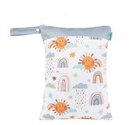 Treer Bébé Sac à Couches Boho Imprimé Arc-en-ciel Etanche Réutilisable Maman Fille Sac Cosmétique Portable Organisateur, Séparation Humide et Sèche pour Extérieur Voyage (Soleil)
