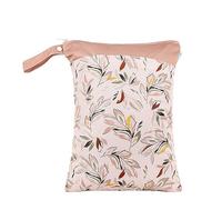 Treer Bébé Sac à Couches Boho Imprimé Arc-en-ciel Etanche Réutilisable Maman Fille Sac Cosmétique Portable Organisateur, Séparation Humide et Sèche pour Extérieur Voyage (Feuilles Roses)
