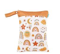 Treer Bébé Sac à Couches Boho Imprimé Arc-en-ciel Etanche Réutilisable Maman Fille Sac Cosmétique Portable Organisateur, Séparation Humide et Sèche pour Extérieur Voyage (Orange)