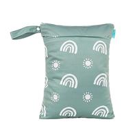 Treer Bébé Sac à Couches Boho Imprimé Arc-en-ciel Etanche Réutilisable Maman Fille Sac Cosmétique Portable Organisateur, Séparation Humide et Sèche pour Extérieur Voyage (Vert)