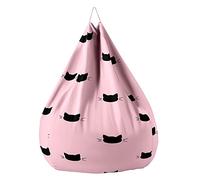 Treer Chat Pouf Poire sans Garnissage pour Adulte Enfants, Géant Fauteil Poire sans Remplissage, Imprimé Confortable Housse de Pouf Poire Chaise Longue de Salon (100x120cm,Chat Noir)