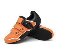 Treer Chaussure VTT Homme Chaussures Velo Chaussures de Cyclisme Homme et Femmes 36-47 EU VTT Velo Pas Crampons Rutschfeste Gummiunterseite Antidérapants Semelle Dure (Orange,38)