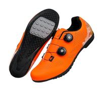 Treer Chaussure VTT Homme, Chaussures Velo Chaussures de Cyclisme Homme et Femmes 36-47 EU, VTT Velo Pas Crampons Gummiunterseite Antidérapants Semelle Dure (Orange,40)
