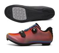 Treer Chaussure VTT Homme sans Taquet, Chaussures Velo Route Cyclisme Homme et Femmes, Gummiunterseite Antidérapants Semelle Dure, sans Lacets, 36EU-47EU (Aurore Orange,43)