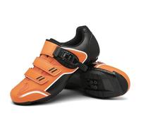 Treer Chaussure VTT Hommes Chaussures Velo Chaussures de Cyclisme Homme et Femmes 36-47 EU VTT Velo avec Crampons Antidérapants Semelle Dure (Orange,47)