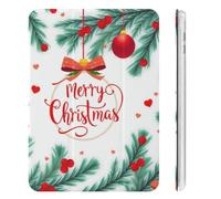 Treer Coque pour iPad Mini 7 2024 (A17 Pro) / iPad Mini 6 2021 8.3 Pouces, Motif Boules de Noël, Housse Étui de Protection avec Réveil/Sommeil Auto, Mince Étui Housse Trifold (Blanc 1)