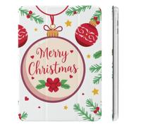 Treer Coque pour iPad Mini 7 2024 (A17 Pro) / iPad Mini 6 2021 8.3 Pouces, Motif Boules de Noël, Housse Étui de Protection avec Réveil/Sommeil Auto, Mince Étui Housse Trifold (Beige)