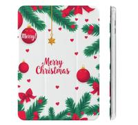 Treer Coque pour iPad Mini 7 2024 (A17 Pro) / iPad Mini 6 2021 8.3 Pouces, Motif Boules de Noël, Housse Étui de Protection avec Réveil/Sommeil Auto, Mince Étui Housse Trifold (Rouge 2)