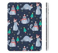 Treer Coque pour iPad Mini 7 2024 (A17 Pro) / iPad Mini 6 2021 8.3 Pouces, Motifs de Noël, Housse Étui de Protection avec Réveil/Sommeil Auto, Mince Étui Housse Trifold (Raton Laveur Gris)