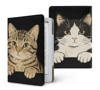 Treer Coque pour Kindle 6.8-7 inch, Etui pour Kindle Paperwhite 11e/12e Générations, Motif Chat Protection pour Colorsoft Signature Edition,Couverture en Cuir PU, avec Dragonne (Noir)