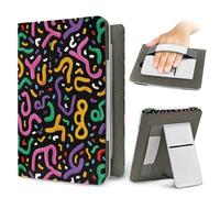 Treer Coque pour Kindle 6.8-7 inch, Etui pour Kindle Paperwhite 11e/12e Générations, Motif Graffiti Protection pour Colorsoft Signature Edition,Couverture en Cuir PU, avec Dragonne (Noir)