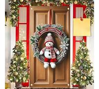 Treer Couverture de Porte de Noël, Joyeux Noël Porte Bannière, Décoration Couverture d'Entrée Bannière Suspendue Toile de Fond, pour Extérieur, Intérieur (90x180cm,Modèle SDMG-120)