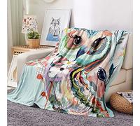Treer Couverture Plaid en Flanelle, Imprimé Oiseau, Douce et Chaude pour Adultes et Enfants (80x120cm, Gribouillis de Hibou)
