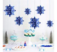 Treer Décoration de Noël Cartoon Deco Sapin Suspendu Extérieur et Intérieur Créatif Decor pour Arbre Maison Jardin Chambre, Arbre, Cheminée, Vitrine (Flocon de Neige Bleu foncé,6pcs)
