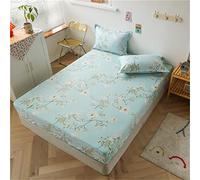 Treer Drap Housse en Microfibre, Antidérapants Résistant aux Rides 3D Impression 30 cm Drap Housse Matelas Epais Protection de Matelas avec 2 Taie d'oreiller (Fleur Bleue,90x200x30cm)