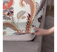 Treer Drap Housse en Microfibre Imprimé Cachemire Antidérapants Élastique Tout Autour, Bonnet 30cm Drap Housse Matelas Epais Protection de Matelas (Fleurs,160x200+30cm)