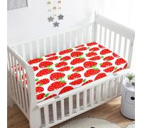 Treer Drap Housse pour Lit Bébé Doux, Modèle de Fruits Drap Housse Nacelle Bébé Couffin et Berceaux Protège Matelas Compatible pour Lit à Barreaux Enfant (Fraise,160x80x20cm)