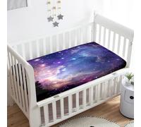 Treer Drap Housse pour Lit Bébé Doux Respirant, 3D Bleu Ciel Étoilé Drap Housse Nacelle Bébé Confort Drap Housse Couffin et Berceaux Protège Matelas Compatible (Étoile,85x51x10cm)