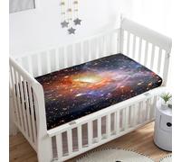 Treer Drap Housse pour Lit Bébé Doux Respirant, 3D Bleu Ciel Étoilé Drap Housse Nacelle Bébé Confort Drap Housse Couffin et Berceaux Protège Matelas Compatible (Météorite,140x70x20cm)