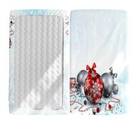 Treer Drap Housse pour Lit Bébé Doux Respirant, Confort Drap Housse Impression Nacelle Bébé Couffin et Berceaux Protège Matelas Compatible pour Lit à Barreaux Enfant (Boules gris-rouges,160x80x20cm)