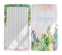 Treer Drap Housse pour Lit Bébé Doux Respirant, Confort Drap Housse Nacelle Bébé Couffin et Berceaux Protège Matelas Compatible pour Lit à Barreaux Enfant (Cactus,95x65x10cm)