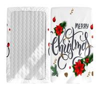 Treer Drap Housse pour Lit Bébé Doux Respirant, Confort Drap Housse Nacelle Bébé Couffin et Berceaux Protège Matelas Compatible pour Lit à Barreaux Enfant (Fleurs rouges,90x40x10cm)